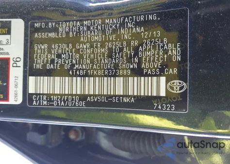 2014 Toyota Camry Le z USA, uszkodzony, nr VIN 4T4BF1FK8ER373889